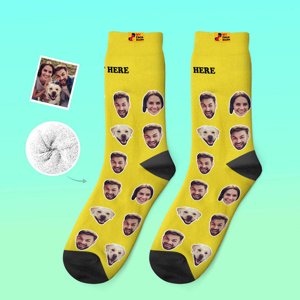 Custom Thick Socks Photo 3D Digital Printed Socks Autumn Winter Warm Socks Two Faces - MyFaceSocks UK