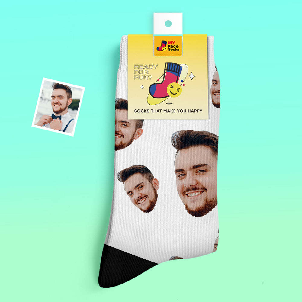 Custom Thick Socks Photo 3D Digital Printed Socks Autumn Winter Warm Socks Candy Series Colorful - MyFaceSocks UK
