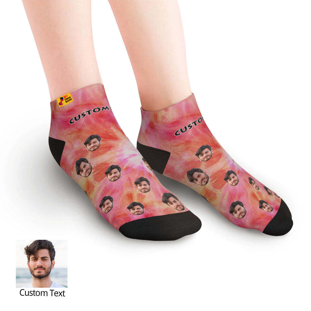 Custom Low Cut Ankle Face Socks Tie Dyed Style Colorful - MyFaceSocksUK