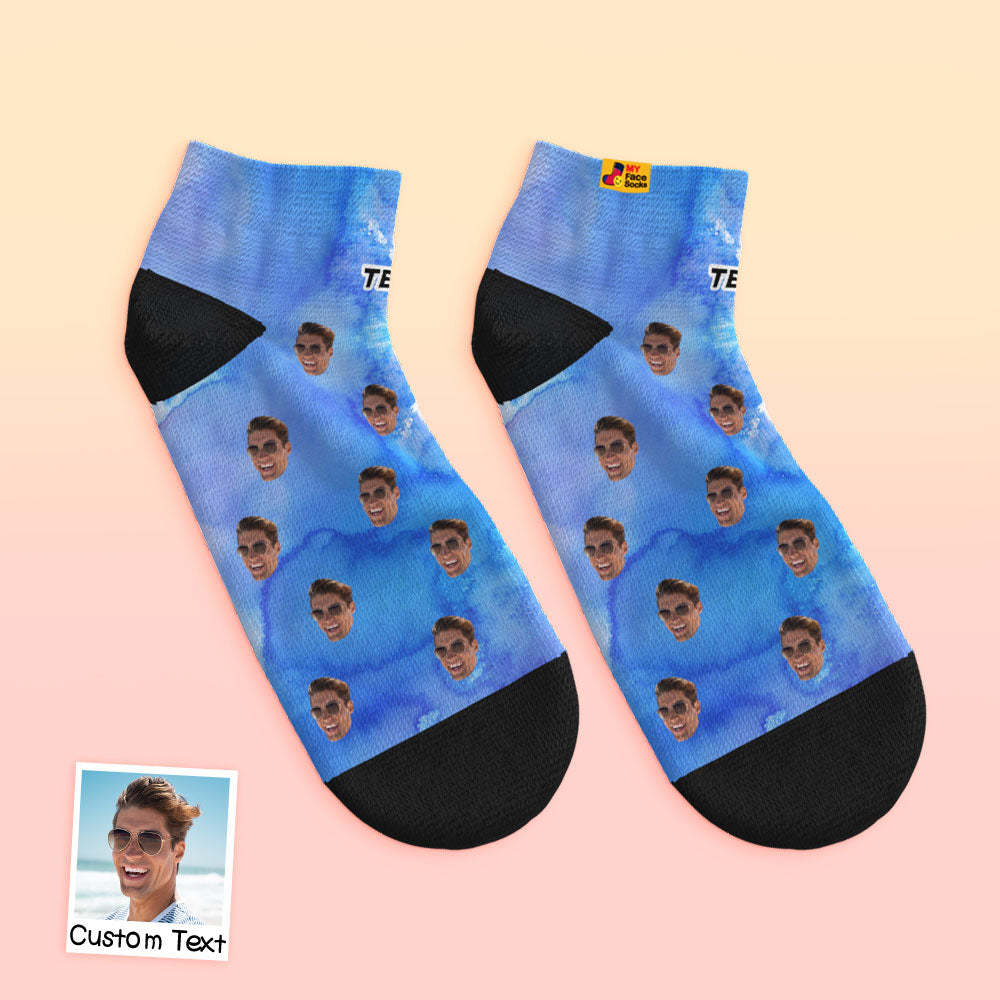 Custom Low cut Ankle Socks Personalised Face Socks Tie Dye Style - MyFaceSocksUK