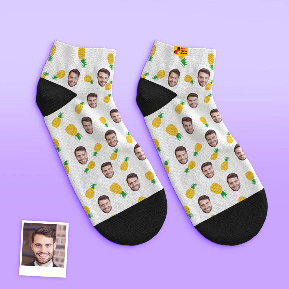 Custom Low cut Ankle Socks Personalised Face Socks Pineapple - MyFaceSocksUK