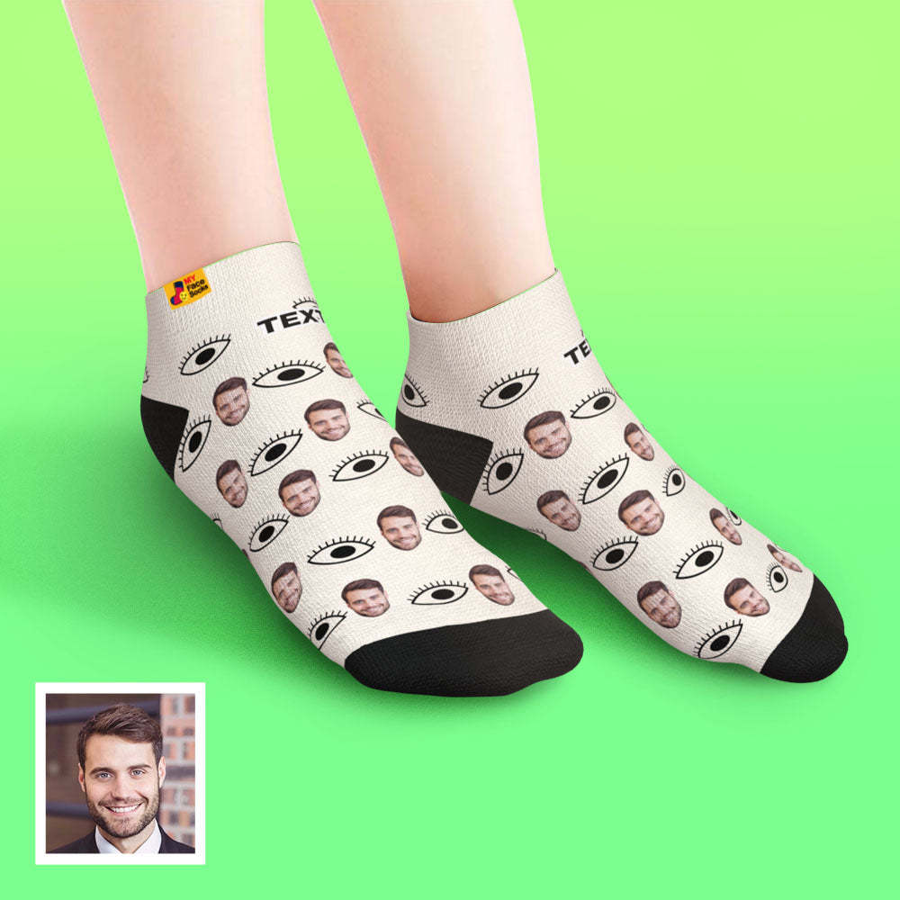 Custom Low cut Ankle Socks Personalised Face Socks Cross-Eyed Socks - MyFaceSocksUK