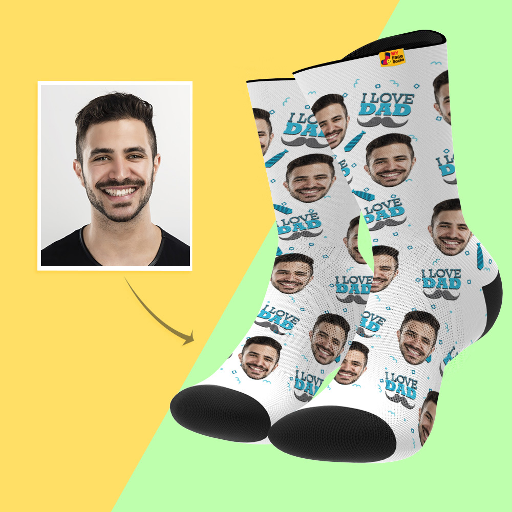 Custom I Love Dad Socks Add Pictures And Name