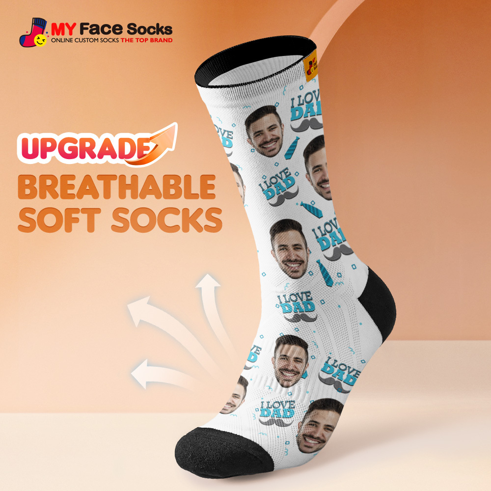 Custom I Love Dad Socks Add Pictures And Name