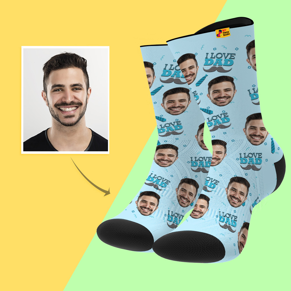 Custom I Love Dad Socks Add Pictures And Name