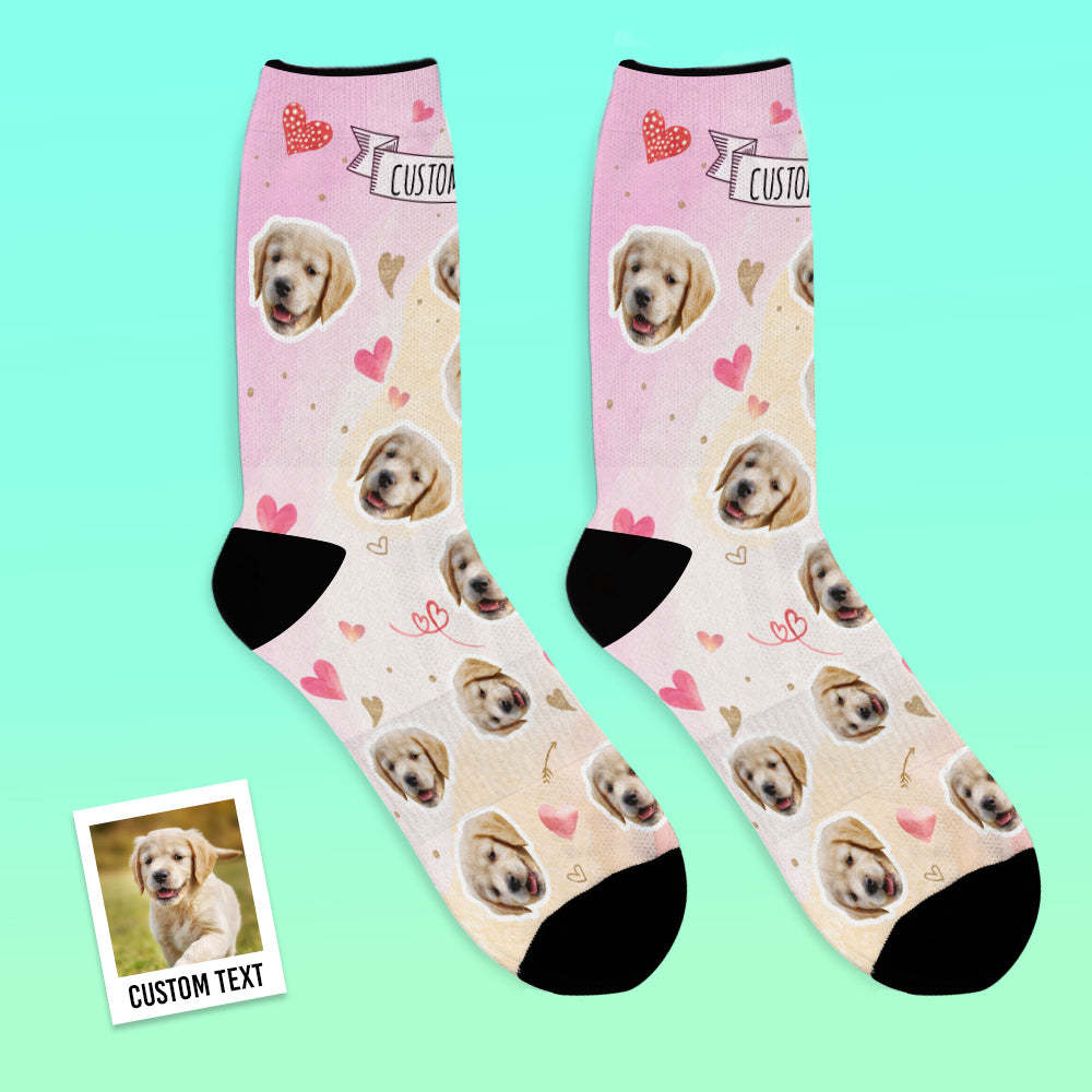 Custom Face Socks Add Pictures and Name with Your Dogs Face Breathable Soft Socks - MyFaceSocksUK