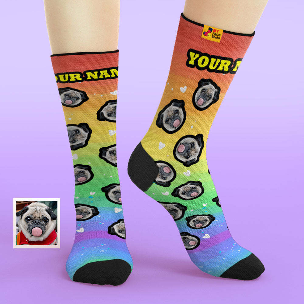 Custom Face Rainbow Print Socks - MyFaceSocksUK