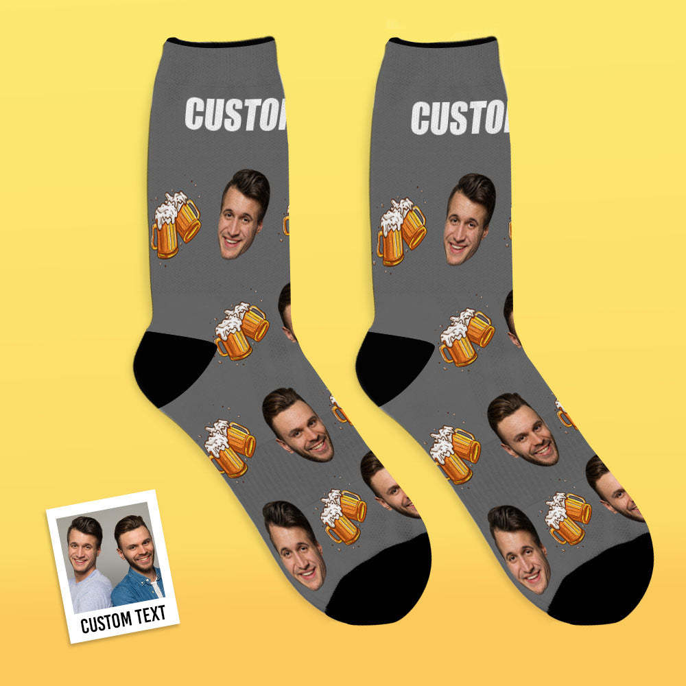 Custom Face Socks Breathable Photo Socks Beer Party Socks - MyFaceSocksUK