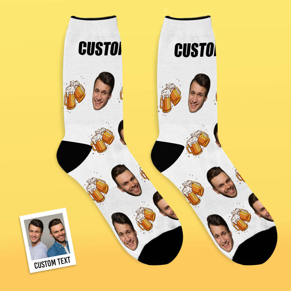 Custom Face Socks Breathable Photo Socks Beer Party Socks - MyFaceSocksUK