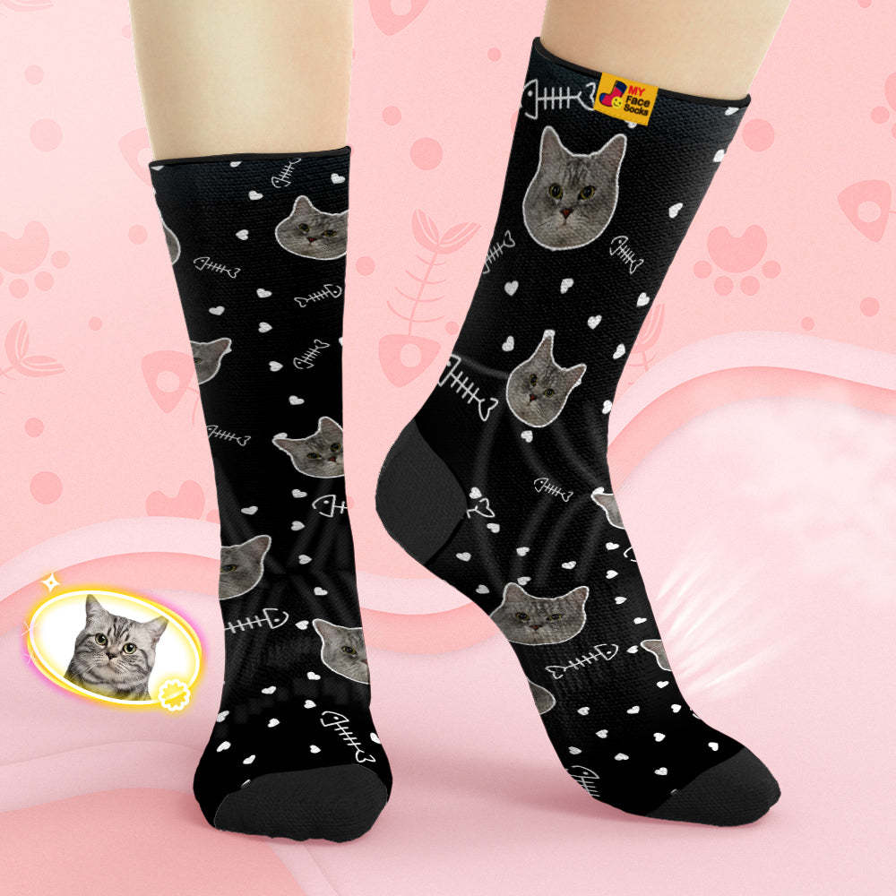 Custom Breathable Face Socks Personalised Soft Socks Gifts Cute Cat Face - MyFaceSocksUK