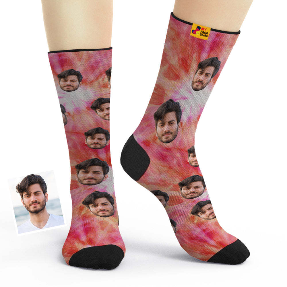 Custom Tie Dyed Style Breathable Face Socks Personalised Soft Socks Gifts - MyFaceSocksUK