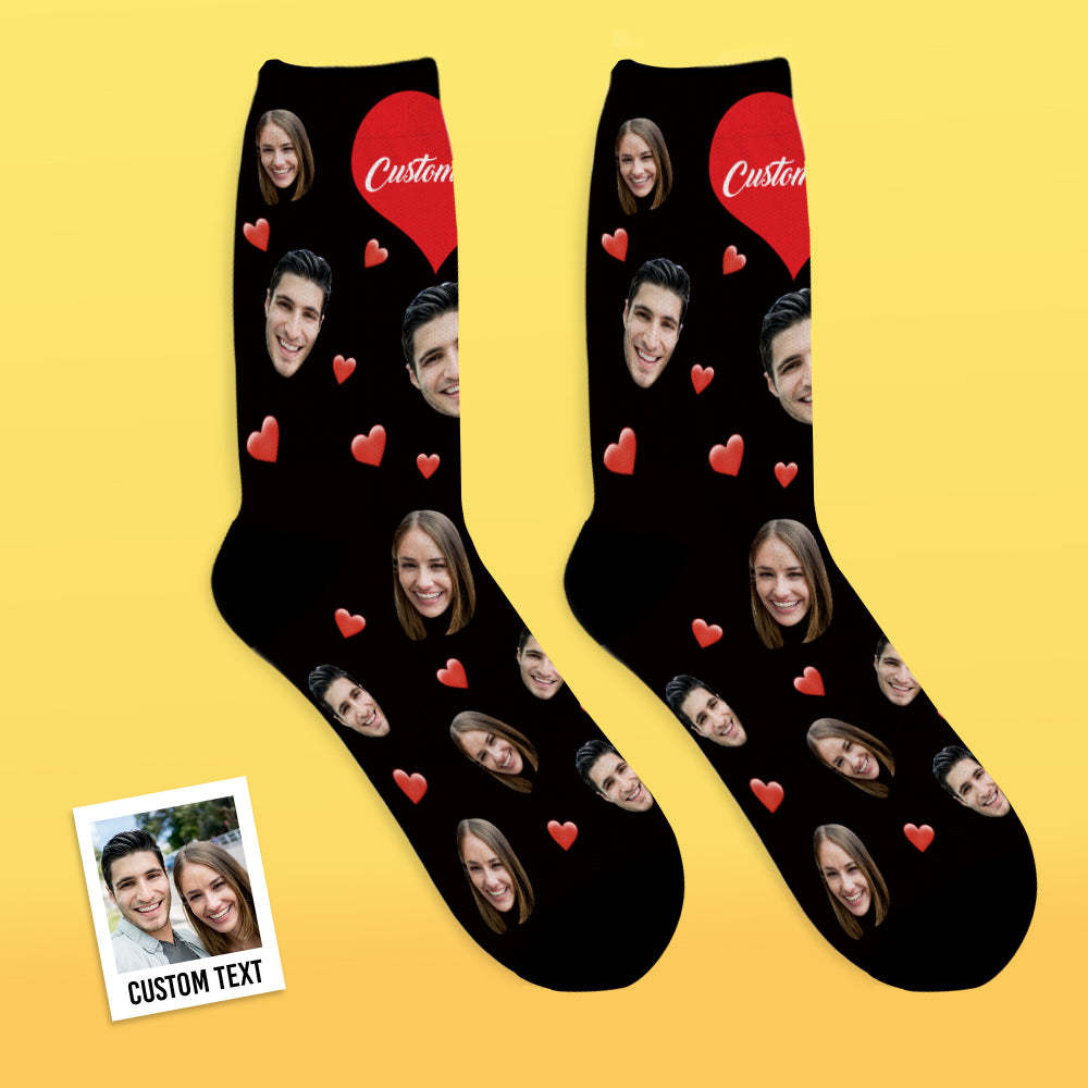Custom Face Socks Breathable Photo Socks Colorful Heart Socks - MyFaceSocksUK