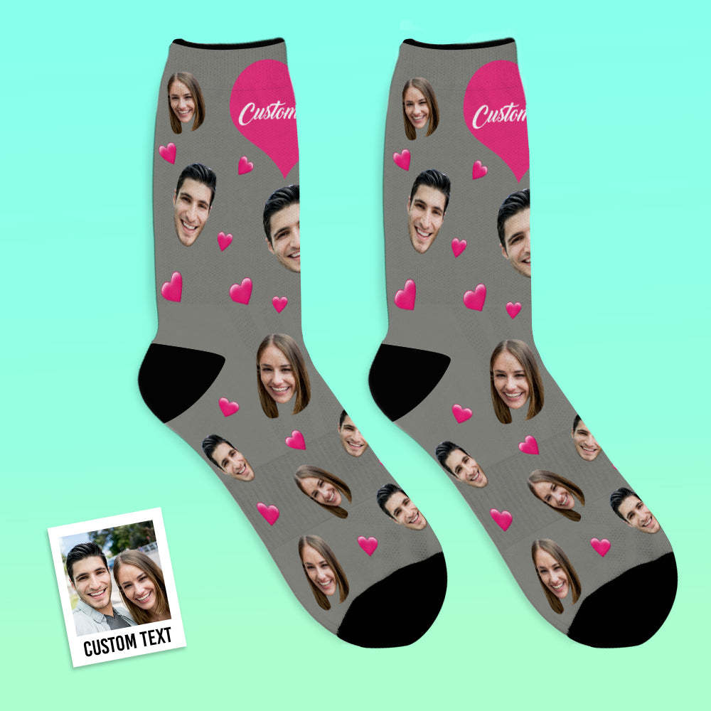 Custom Face Socks Breathable Photo Socks Colorful Heart Socks - MyFaceSocksUK