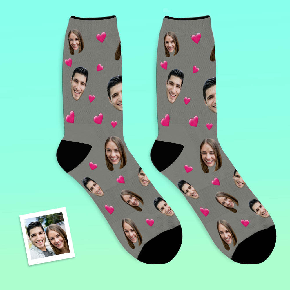 Custom Face Socks Breathable Photo Socks Colorful Heart Socks - MyFaceSocksUK