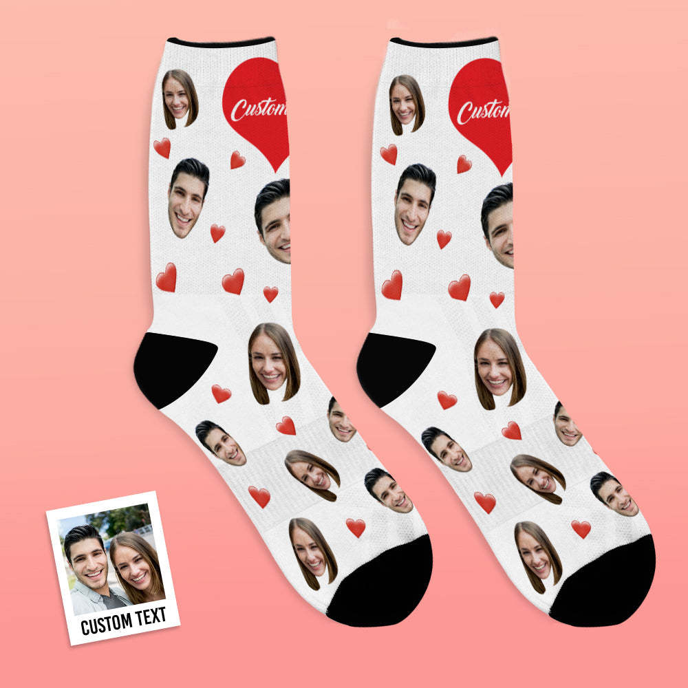 Custom Face Socks Breathable Photo Socks Colorful Heart Socks - MyFaceSocksUK