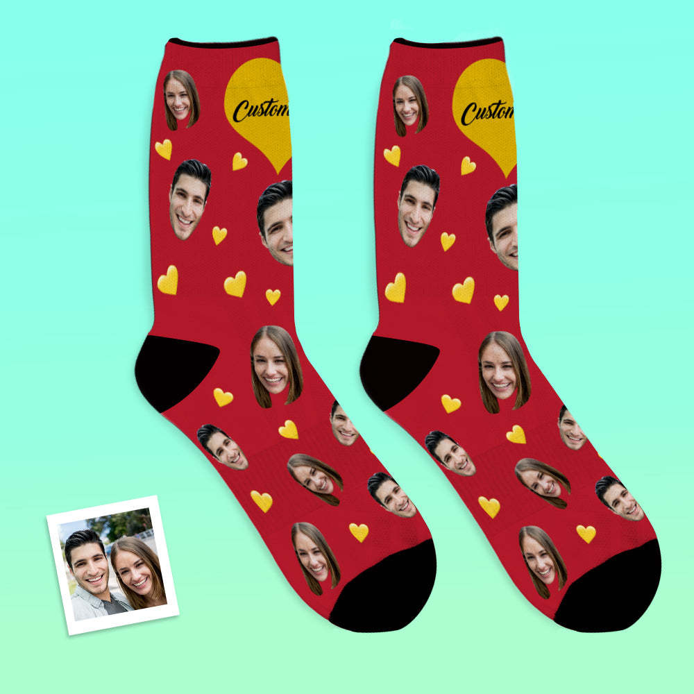 Custom Face Socks Breathable Photo Socks Colorful Heart Socks - MyFaceSocksUK