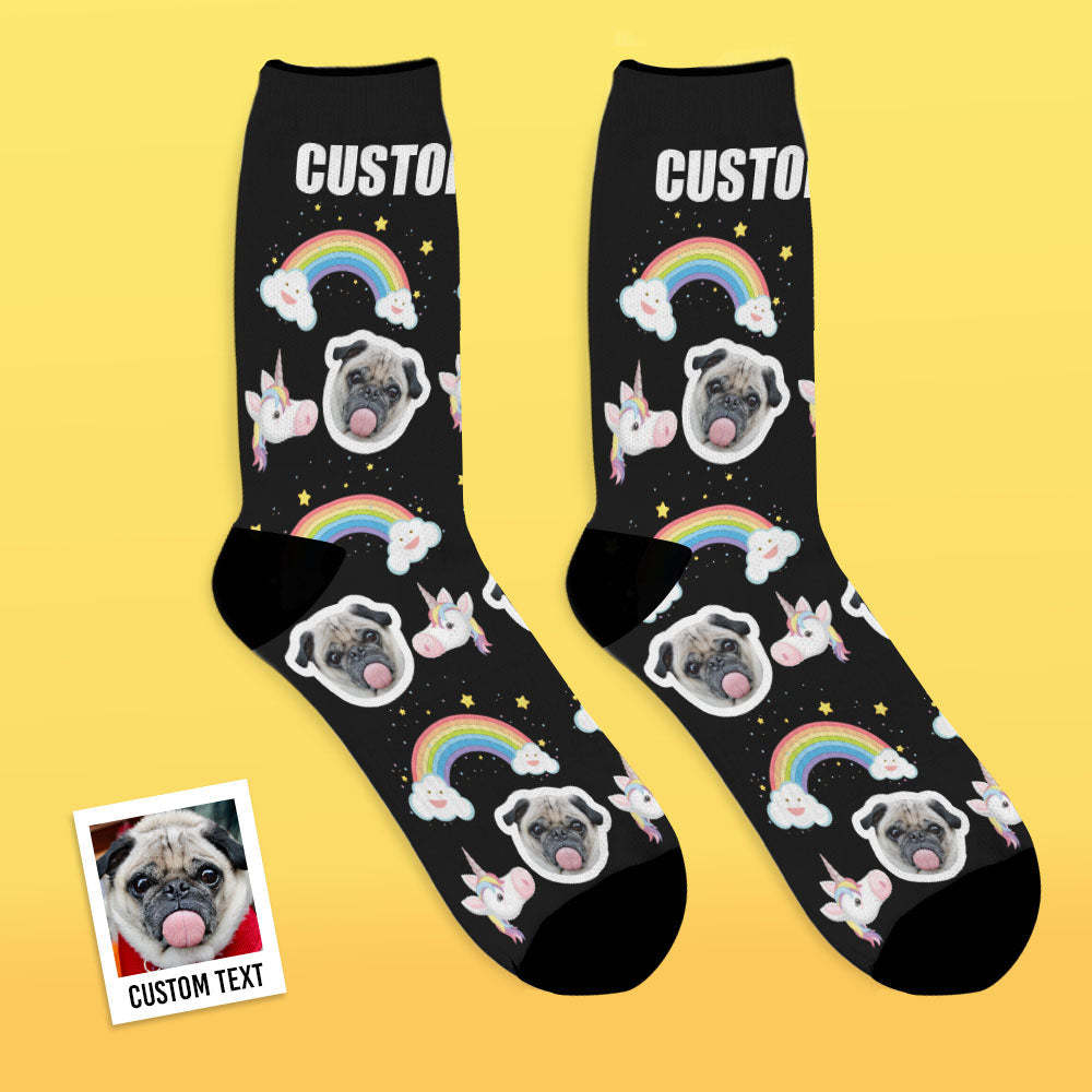 Custom Face Socks Breathable Photo Socks Cute Funny Unicorn Socks - MyFaceSocksUK