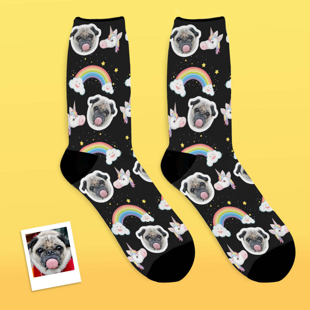 Custom Face Socks Breathable Photo Socks Cute Funny Unicorn Socks - MyFaceSocksUK