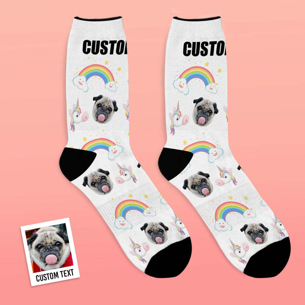 Custom Face Socks Breathable Photo Socks Cute Funny Unicorn Socks - MyFaceSocksUK