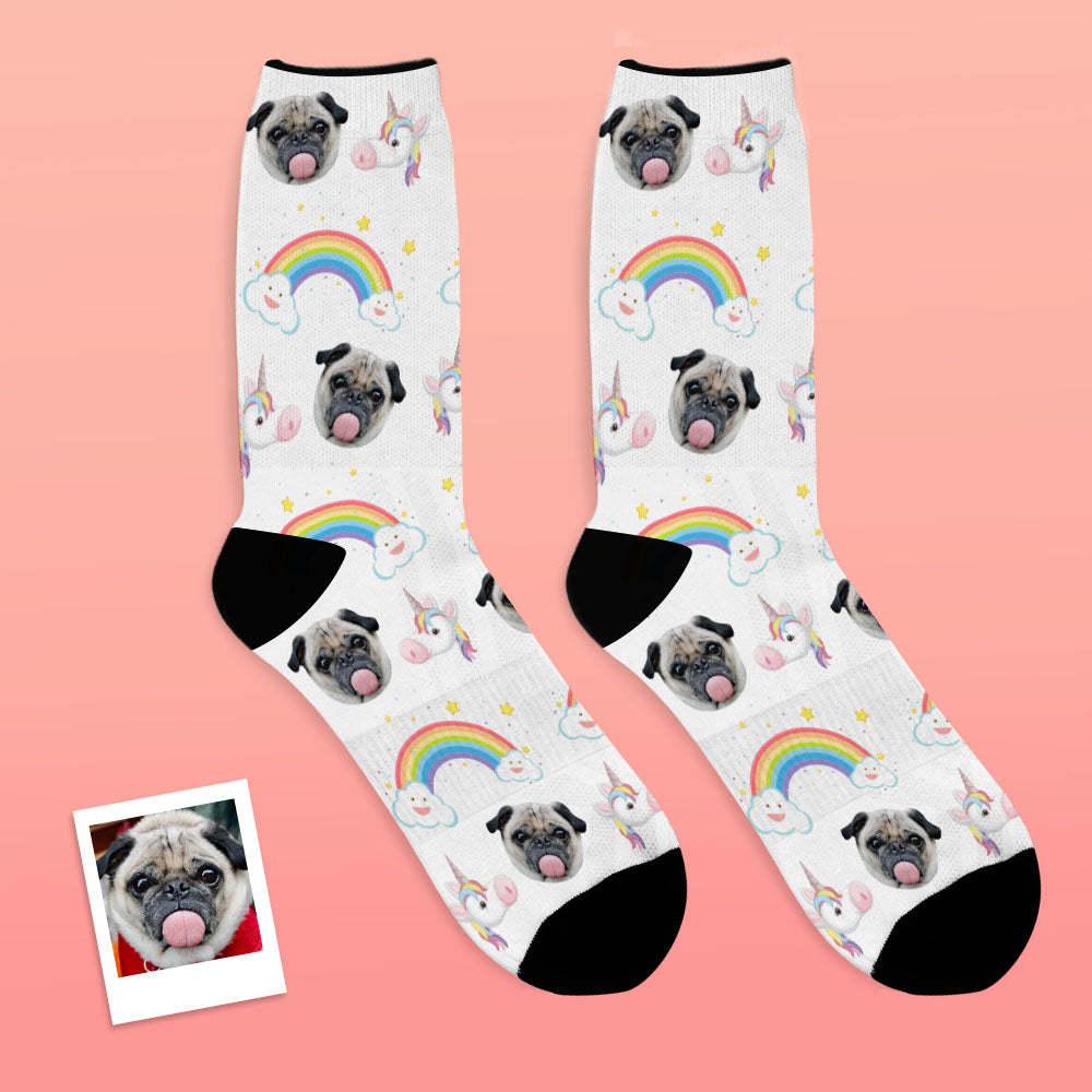 Custom Face Socks Breathable Photo Socks Cute Funny Unicorn Socks - MyFaceSocksUK