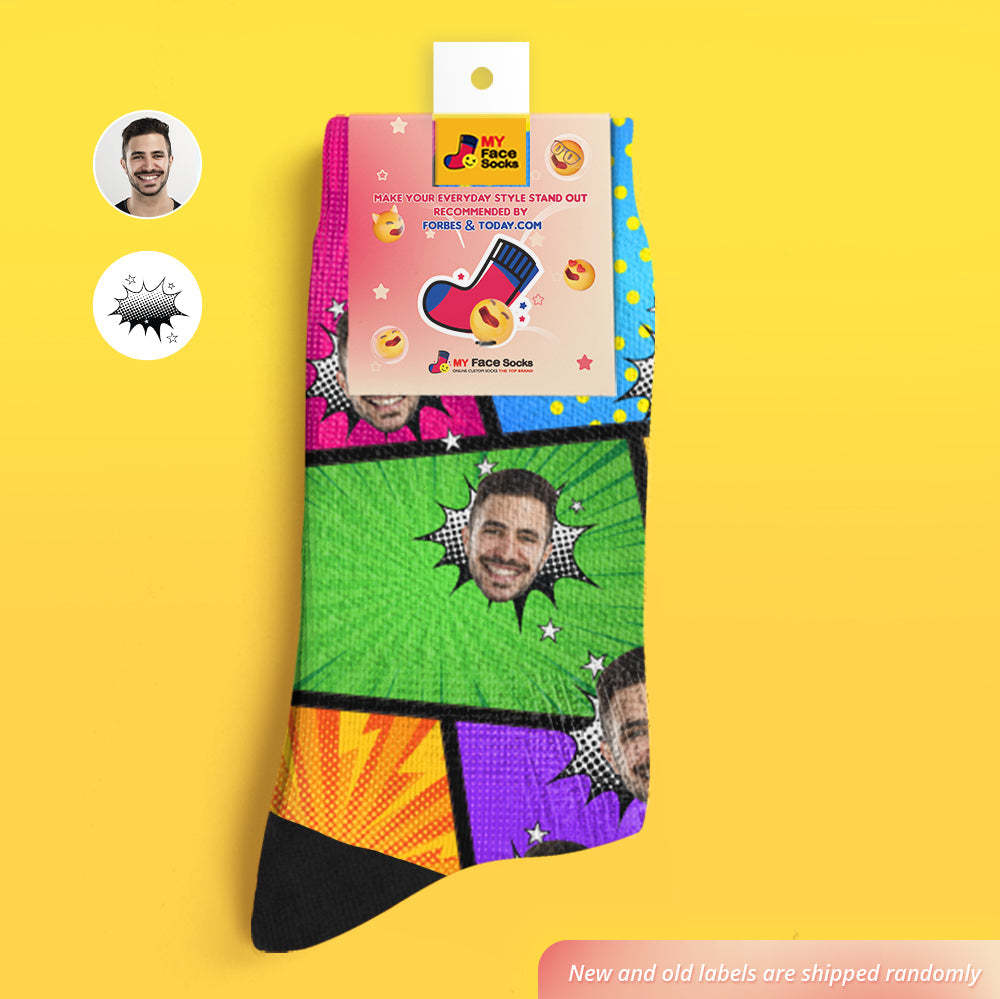 Custom Face Socks Add Pictures and Name Photo Funny Comics Breathable Soft Socks - MyFaceSocksUK