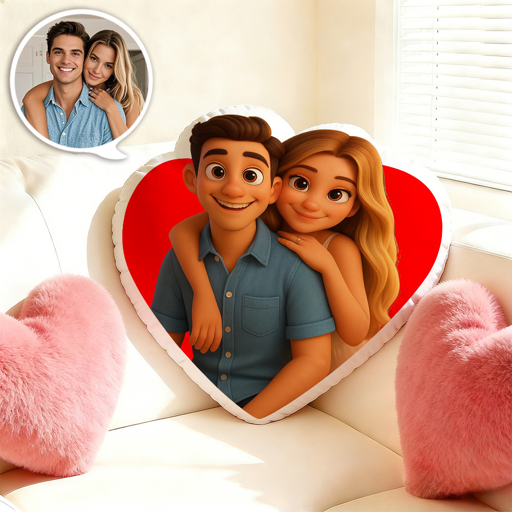 Custom Couple Face Pillow Personalized Photo Text Love Pillow Best Girlfriend Minime Pillow  Minime Doll Anime Style Valentine's Day Gifts - MyFaceSocksUK