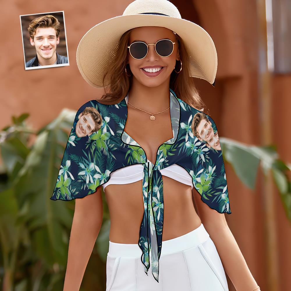 Custom Face Beach Wrap Women Short Sarongs - Tropical Style - MyFaceSocksUK
