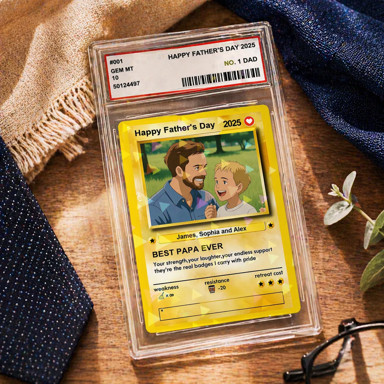 Custom Super Dad Card Personalized Photo Trading Card, Funny & Meaningful Father’s Day Gift