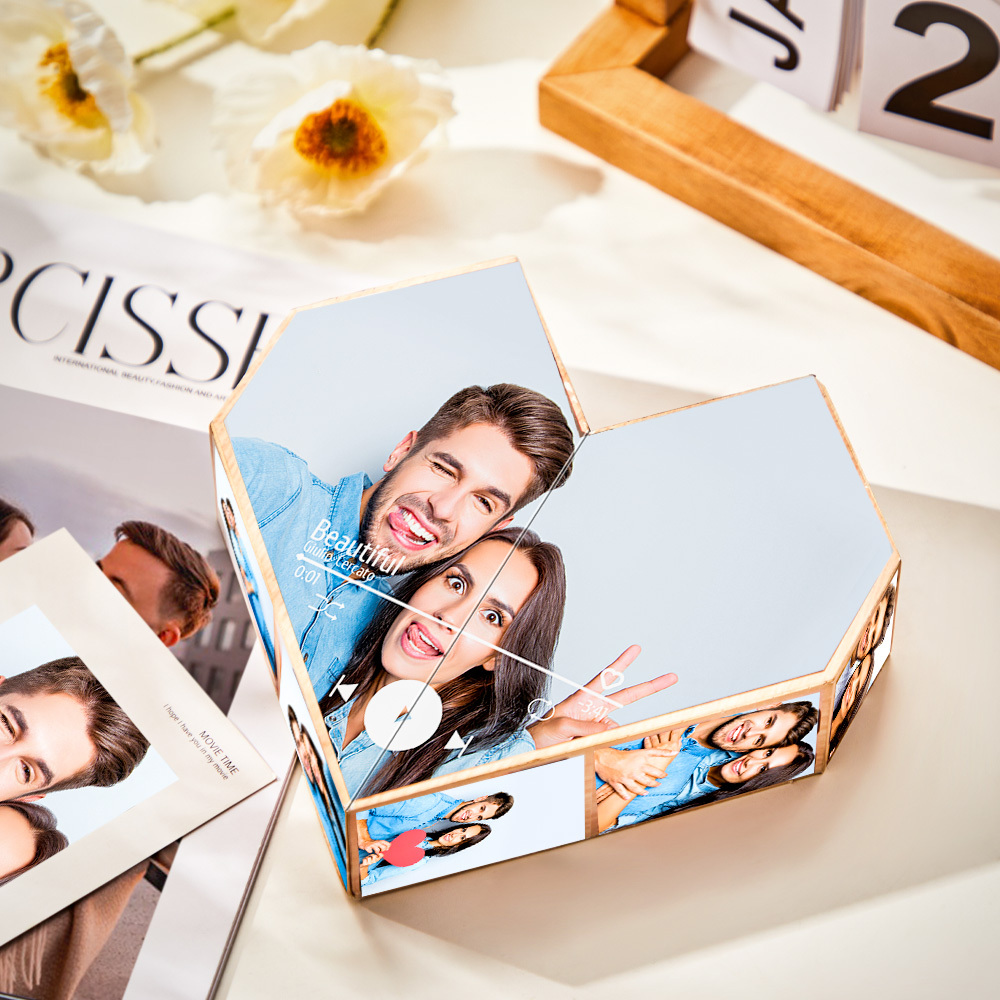 Infinity Cube Custom Photo and Song Name Folding Photo Rubic's Cube Gifts for Couple - MyFaceSocksUK