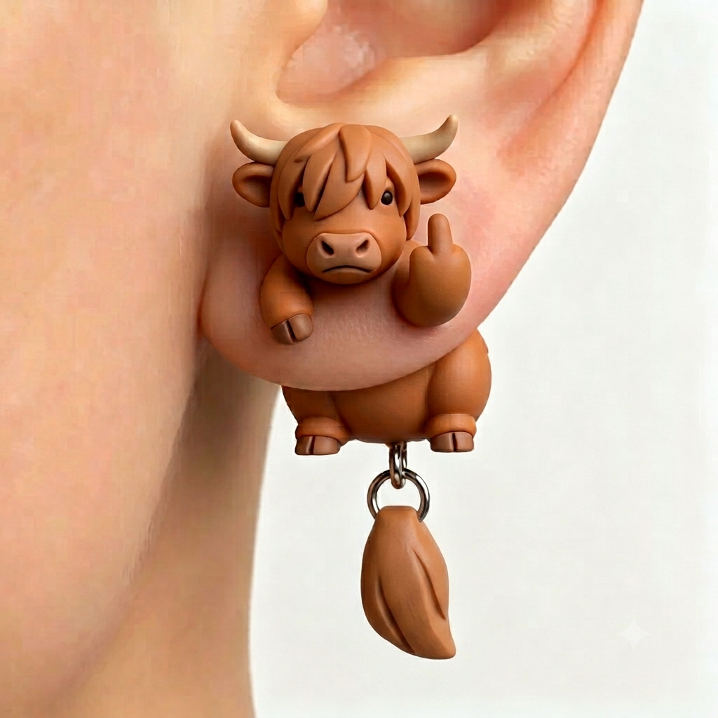 Black Cat Middle Finger Earring - MyFaceSocksUK