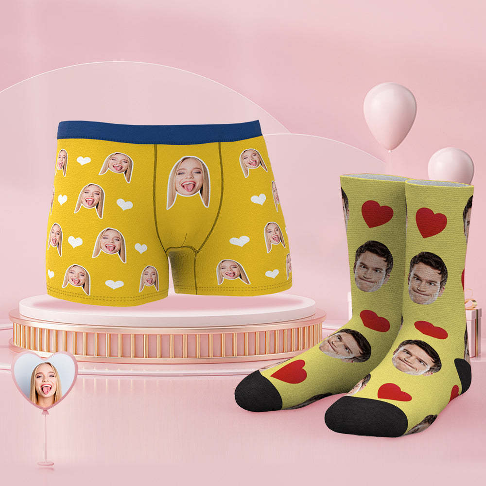 Custom Face Boxer Shorts And Socks Set Best Couple's Gift - MyFaceSocksUK