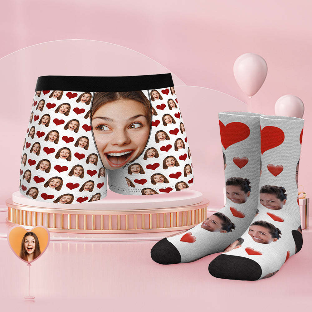 Custom Face Boxer Shorts And Socks Set Big Face - MyFaceSocksUK