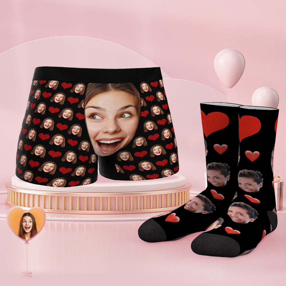 Custom Face Boxer Shorts And Socks Set Big Face - MyFaceSocksUK