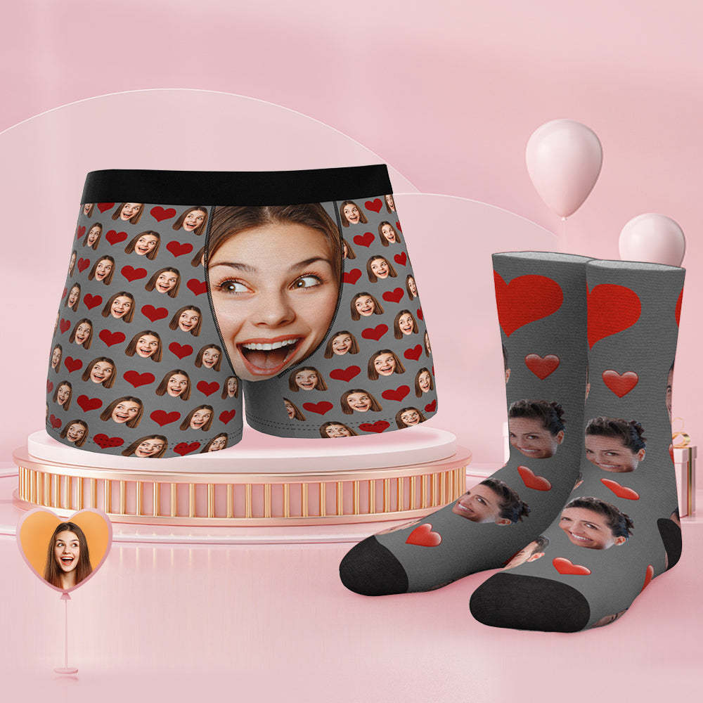 Custom Face Boxer Shorts And Socks Set Big Face - MyFaceSocksUK