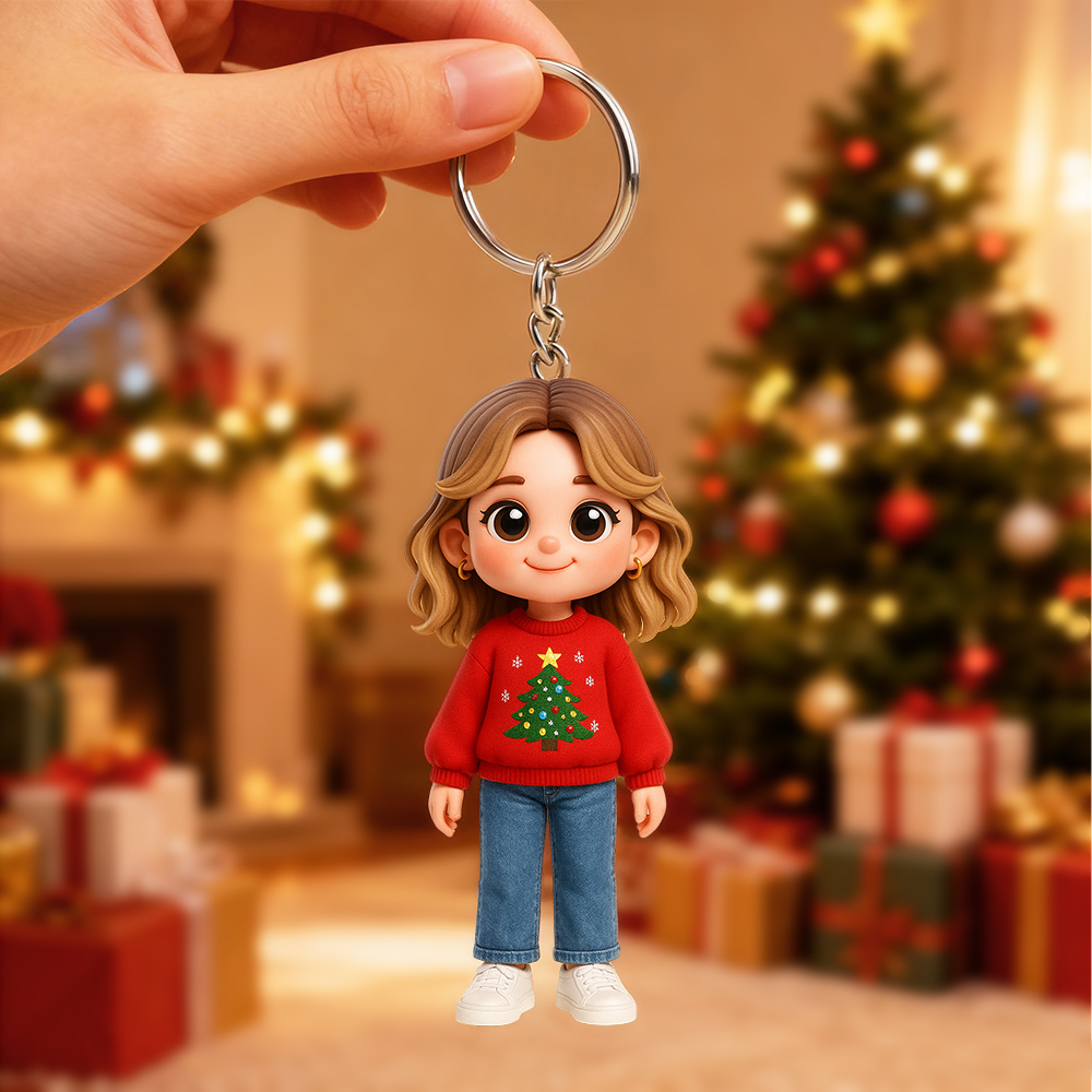 Custom 3D Keychain Figure from Your Photo Personalized Mini Doll Gift Idea