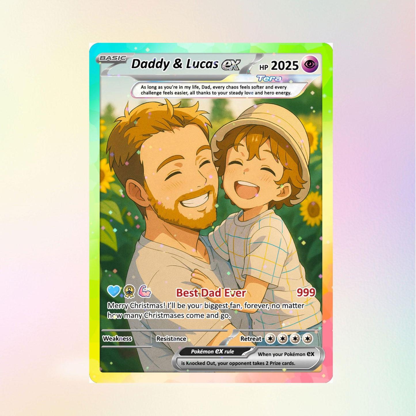 Best Dad Ever Poke Card, Custom Poke Card  Anime-Inspired Personalized Poke Card for Dad - Perfect Gift for Dad Happy Fathers Day Gift - MyFaceSocksUK