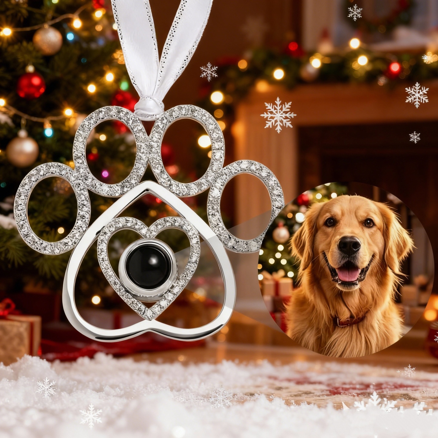 Personalized Projection Ornament Custom Photo Snowflake Christmas Ornament Gifts