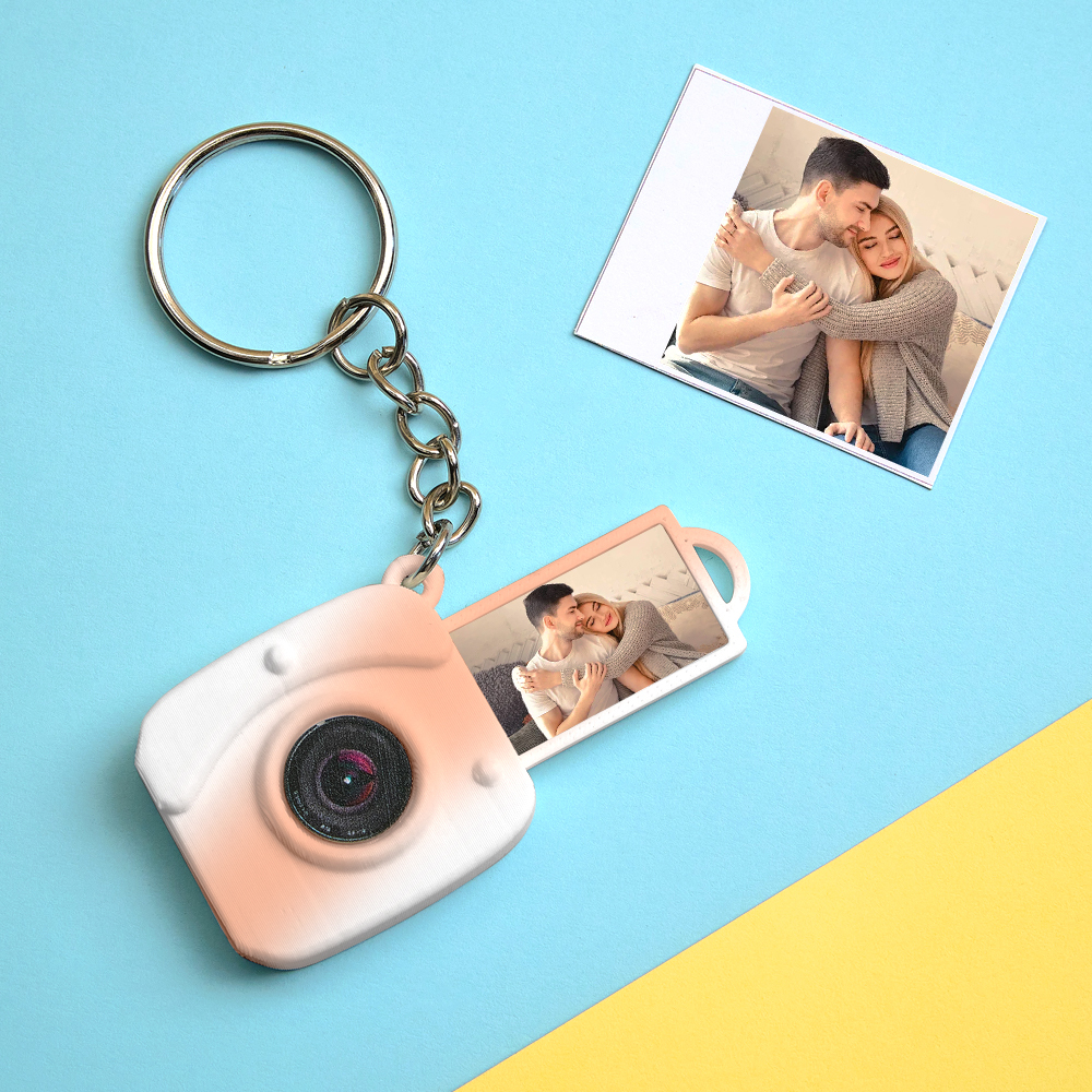 Custom Mini Camera Keychain with Photo  Personalized 3D Printed Acrylic and PLA Accessory Gift for Fashion Photography Lovers - MyFaceSocksUK