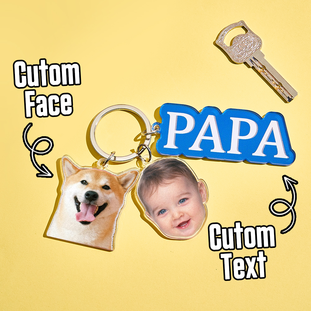 Personalized Father's Day Gift For Dad, Custom Daddy Keychain With Photo Charm, Gift From Kids, Dog Owner Gift, Custom Baby Photo Keychain