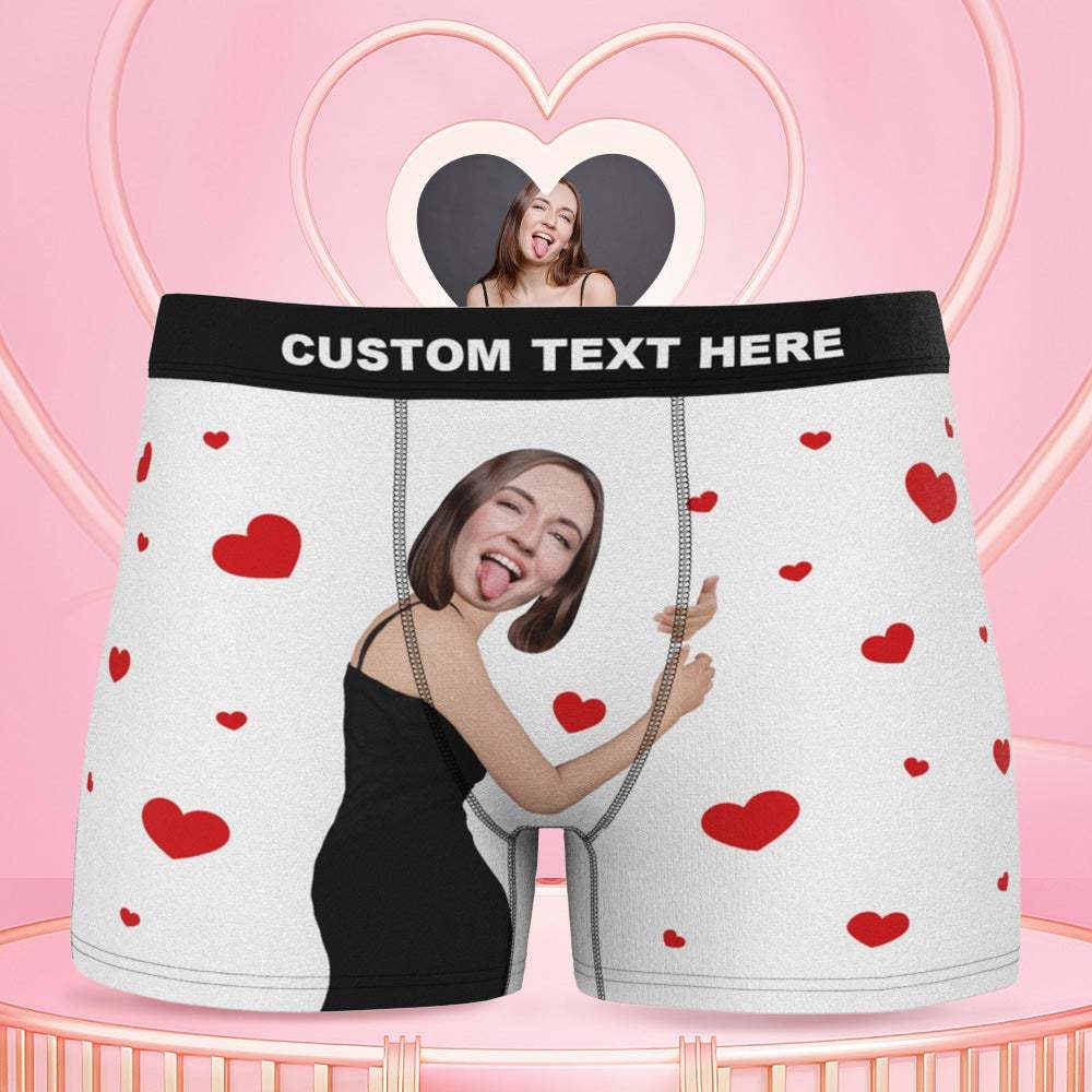 Men's Custom Face Boxers Hug My Dear with Heart 3D Online Preview