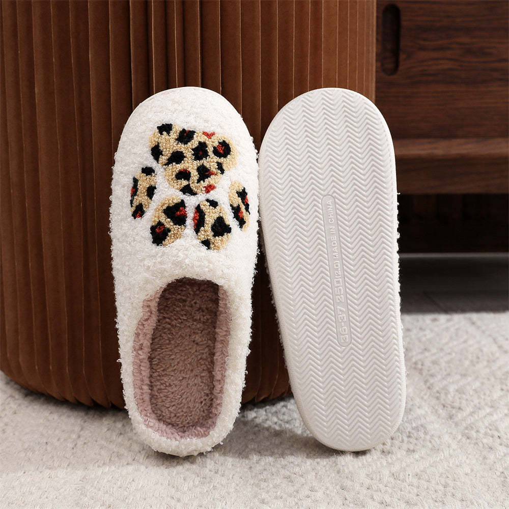 Christmas Slippers Leopard Paw Print Shoes Home Cotton Slippers - MyFaceSocksUK