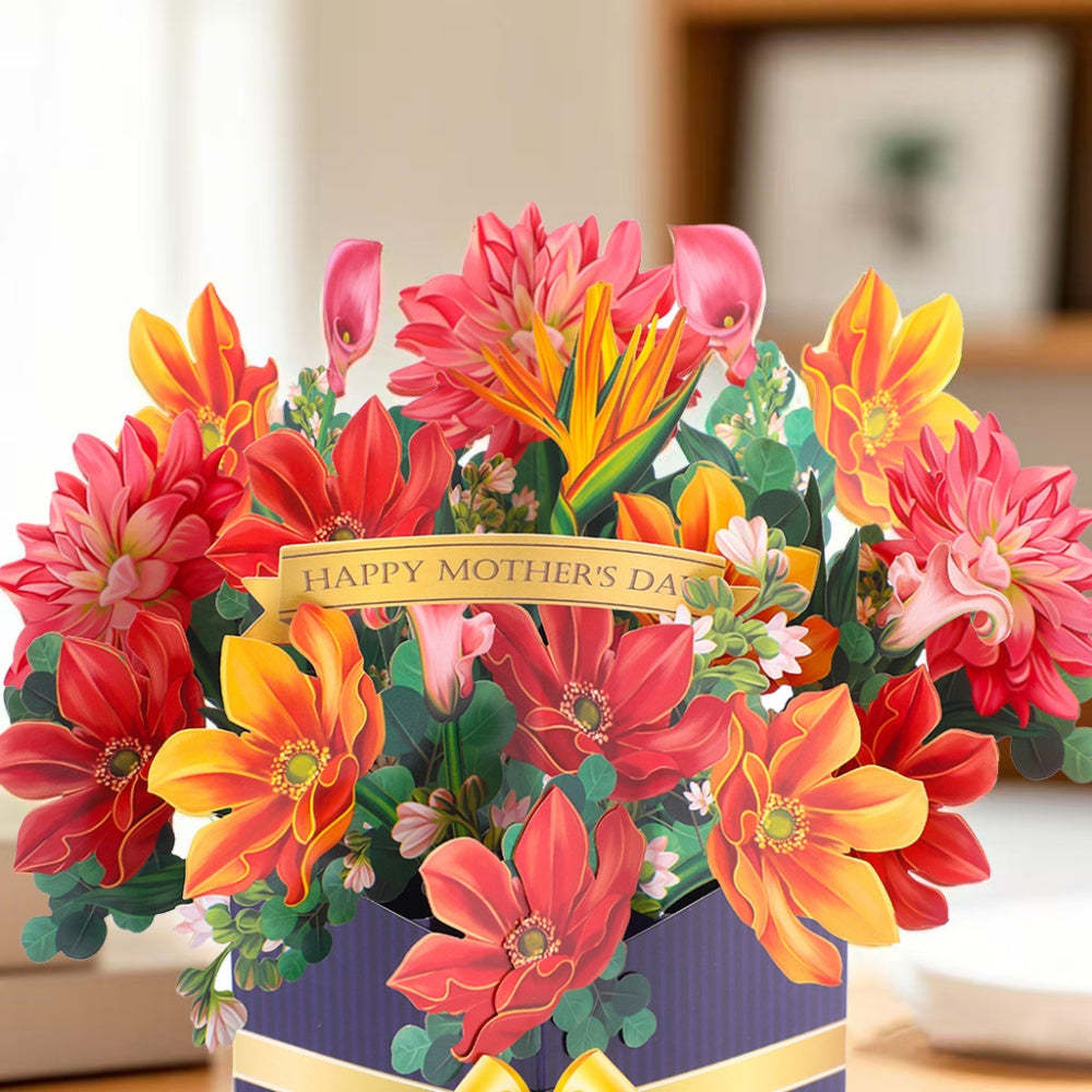 3D Greeting Card Flower Bouquet Card Mother's Day Gift for Mum - MyFaceSocksUK