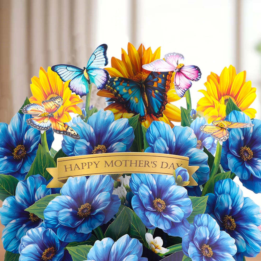 3D Greeting Card Flower Bouquet Card Mother's Day Gift for Mum - MyFaceSocksUK