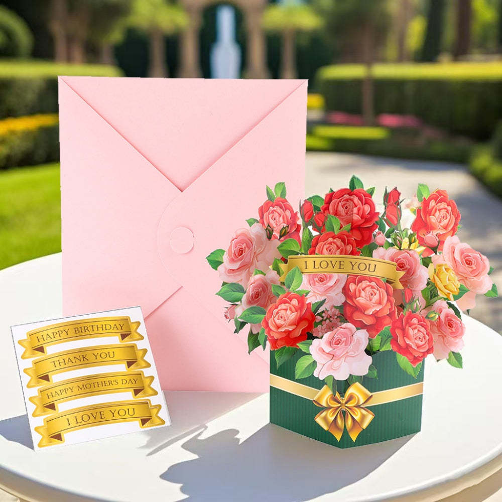 3D Greeting Card Flower Bouquet Card Mother's Day Gift for Mum - MyFaceSocksUK