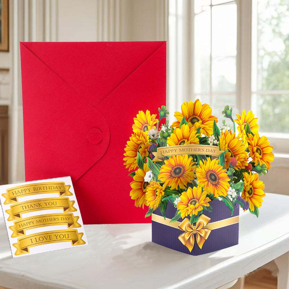 3D Greeting Card Flower Bouquet Card Mother's Day Gift for Mum - MyFaceSocksUK