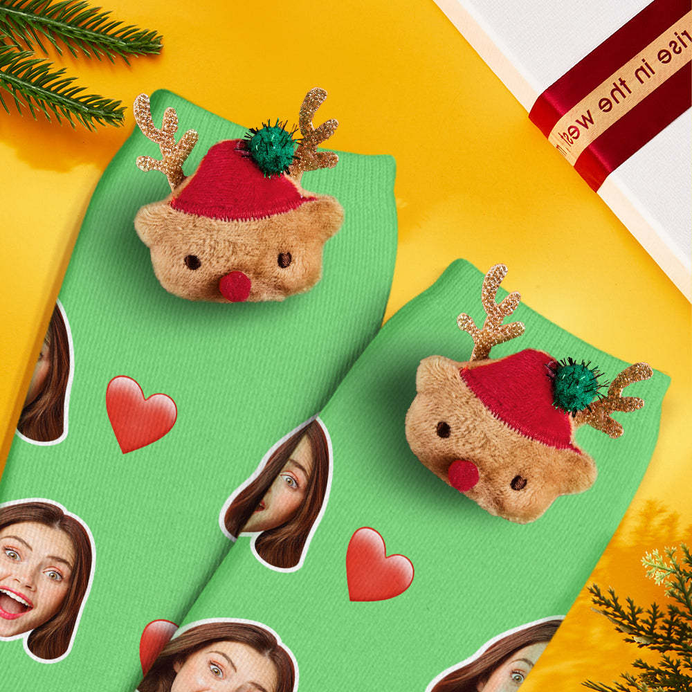 Christmas Socks Brooches Pins Scarf Charm Jewelry New Year Gifts Red Hat Elk 2Pcs/set - MyFaceSocksUK