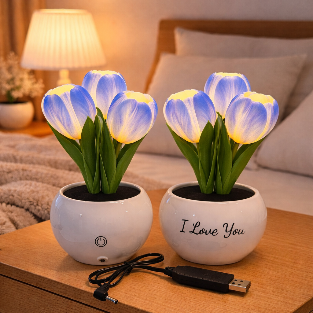 Personalized LED Tulip Night Light with 3 Power Modes Romantic Artificial Bloom Lamp, Unique Mother’s Day Gift for Mom - MyFaceSocksUK