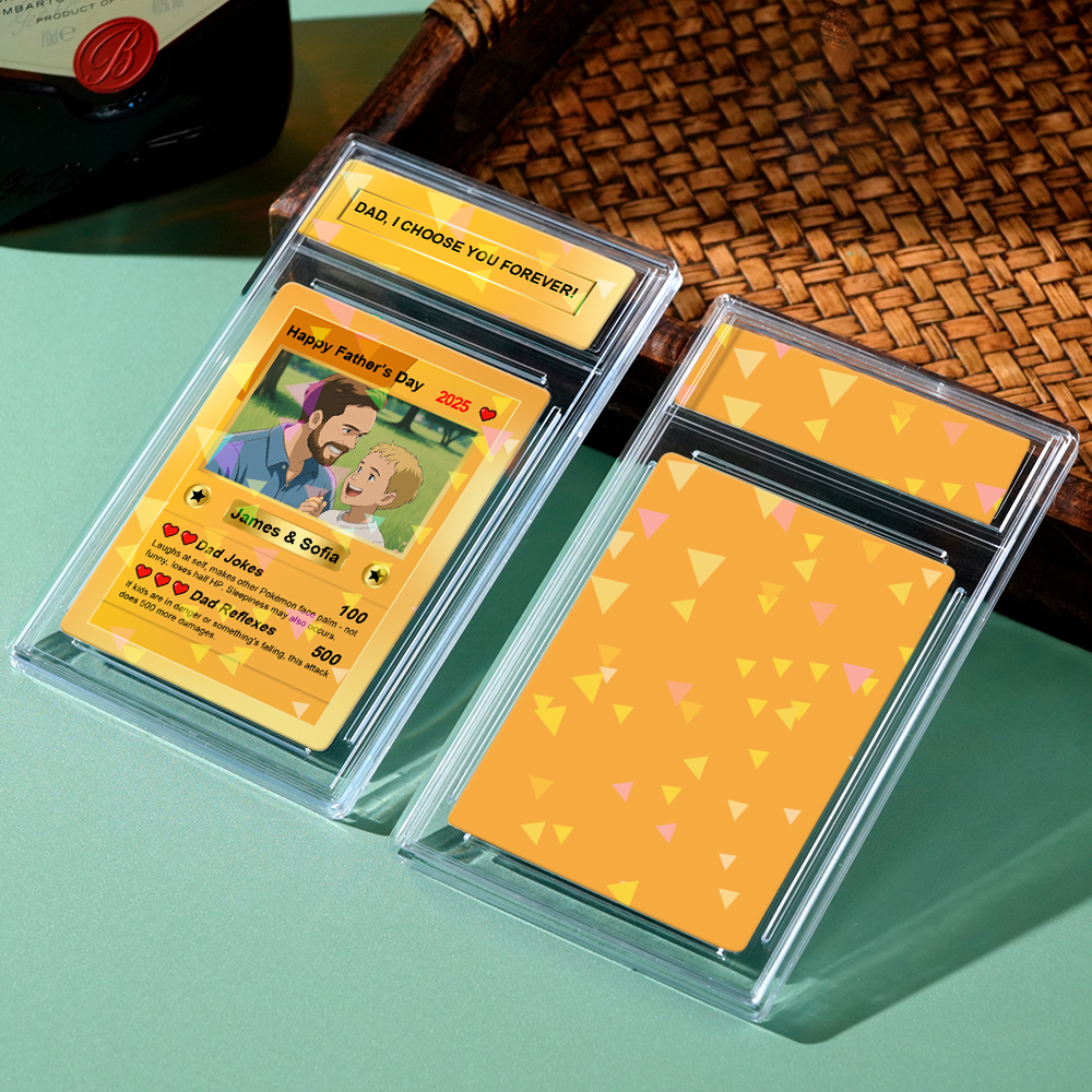 Custom Anime Photo Father's Day Card DAD, I CHOOSE YOU FOREVER Poke Card Father's Day Gift for Grandpa New Grandpa Gift Dad Wallet Card