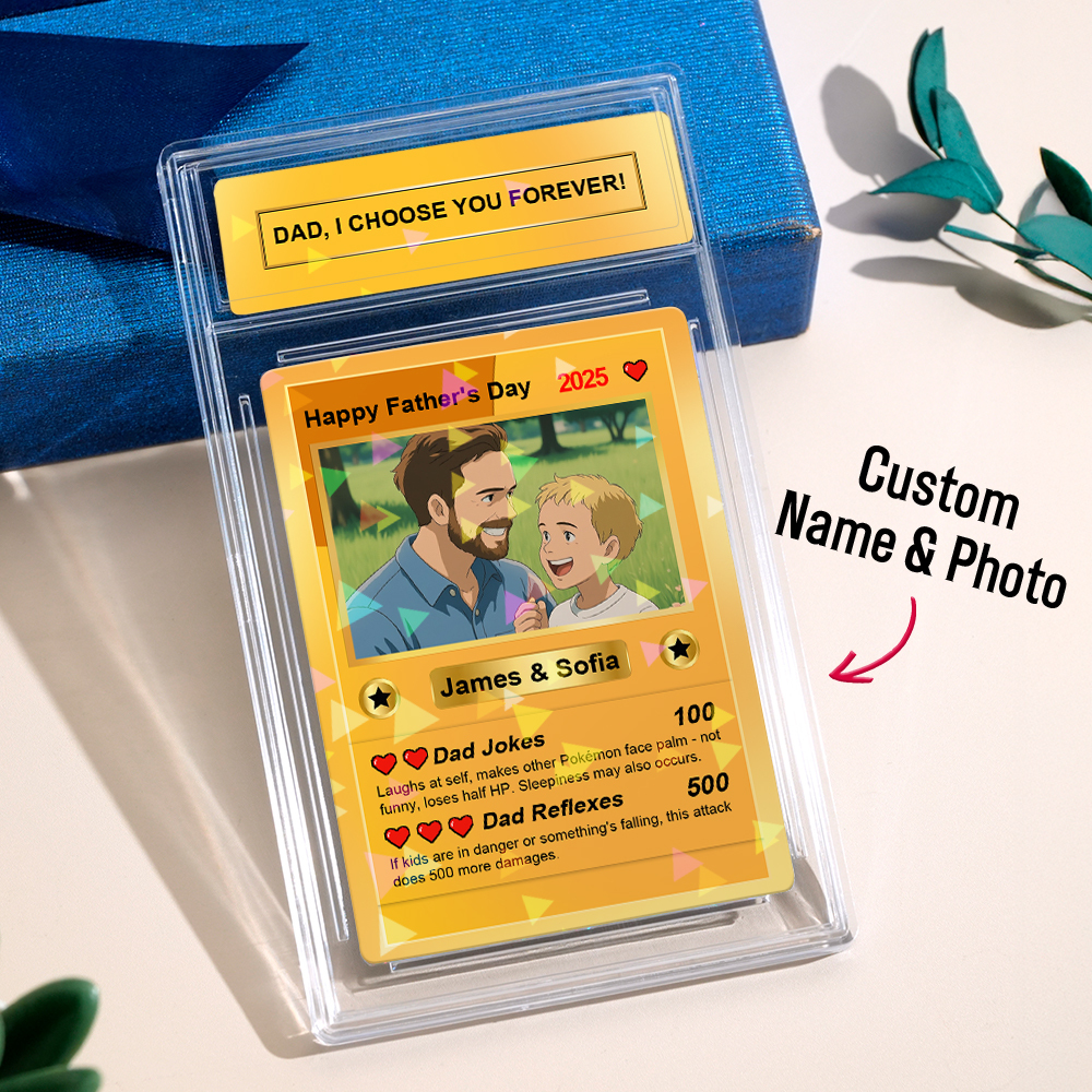 Custom Anime Photo Father's Day Card DAD, I CHOOSE YOU FOREVER Poke Card Father's Day Gift for Grandpa New Grandpa Gift Dad Wallet Card