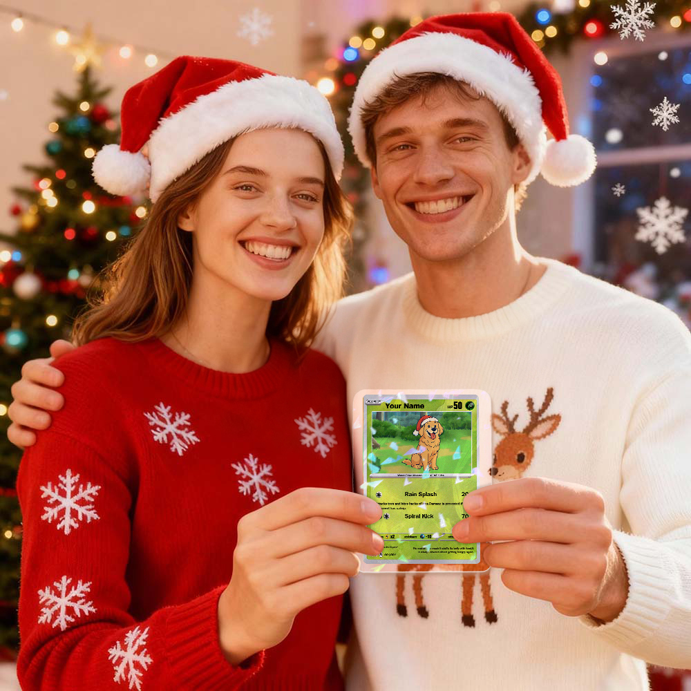 Christmas Gift Custom Poke Card Gift For Family Couple Custom Santa Present Idea - MyFaceSocksUK